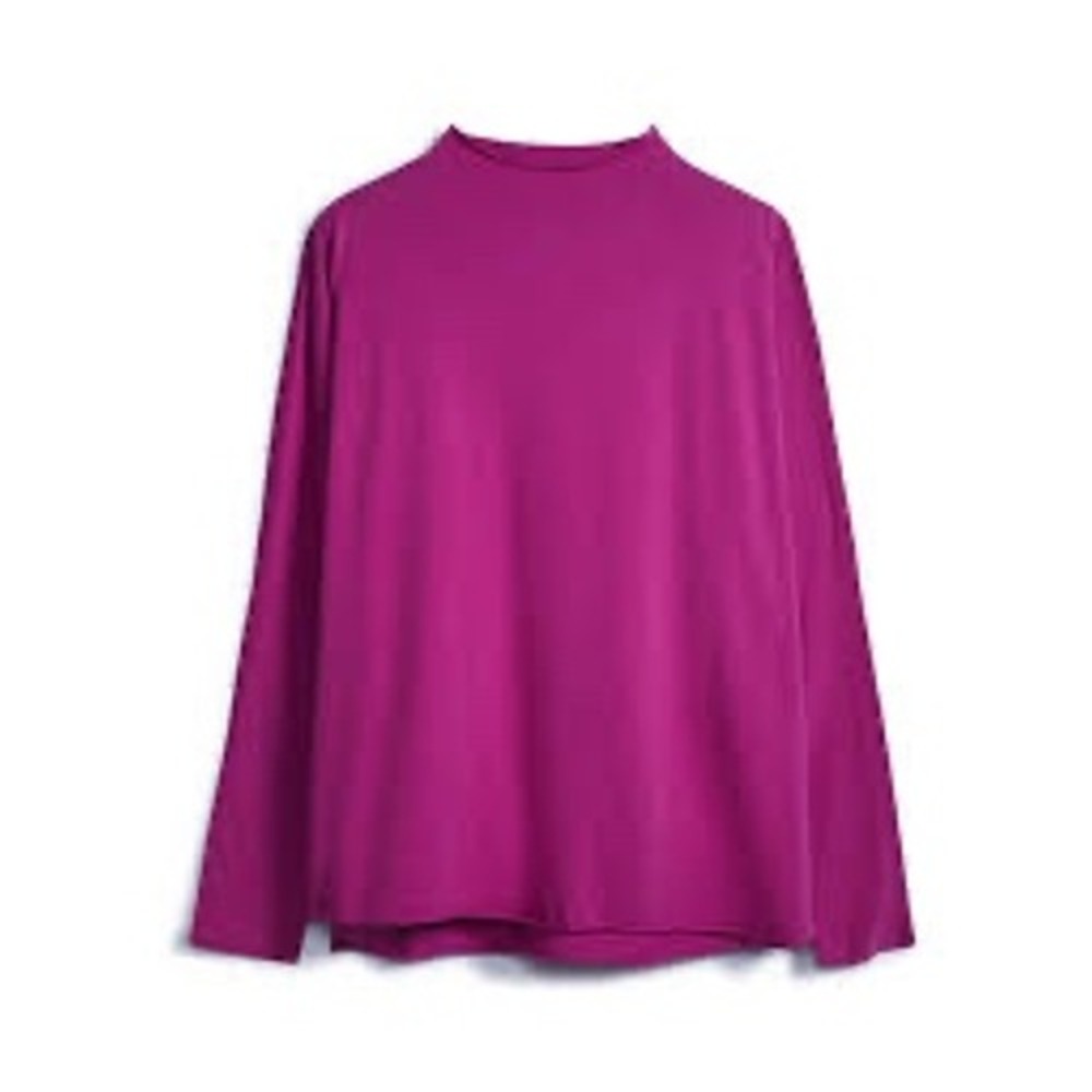 Frank & Eileen Tee Lab Magenta Supima Cotton Mock Neck Long Sleeve Top XS LAB
